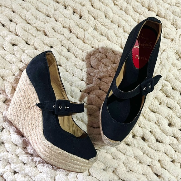 Christian Louboutin Mallorca Mary Jane Espadrille Platform Wedges